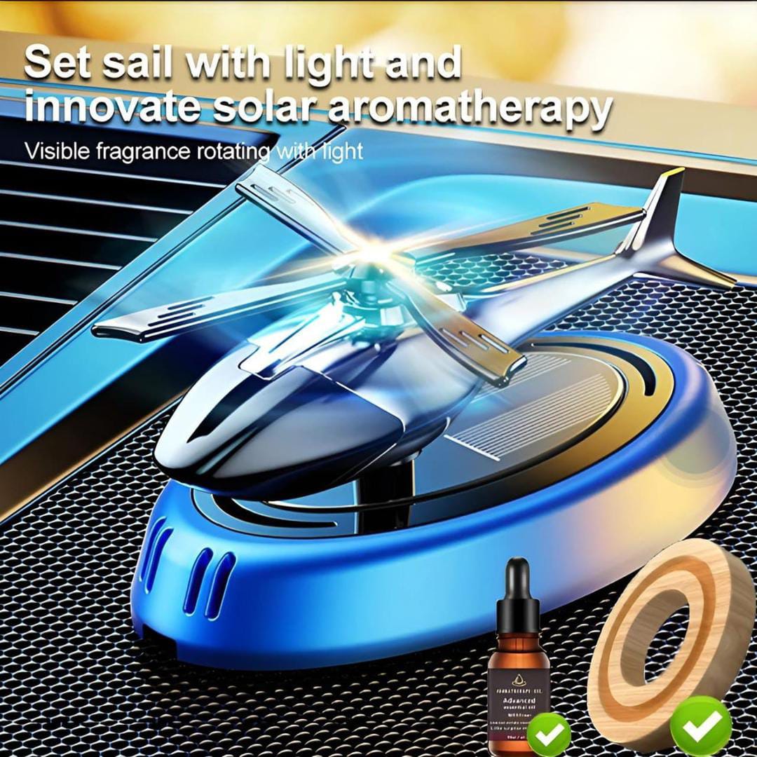 Solar Powered Rotating Helicopter Car Aromatherapy Air Freshener