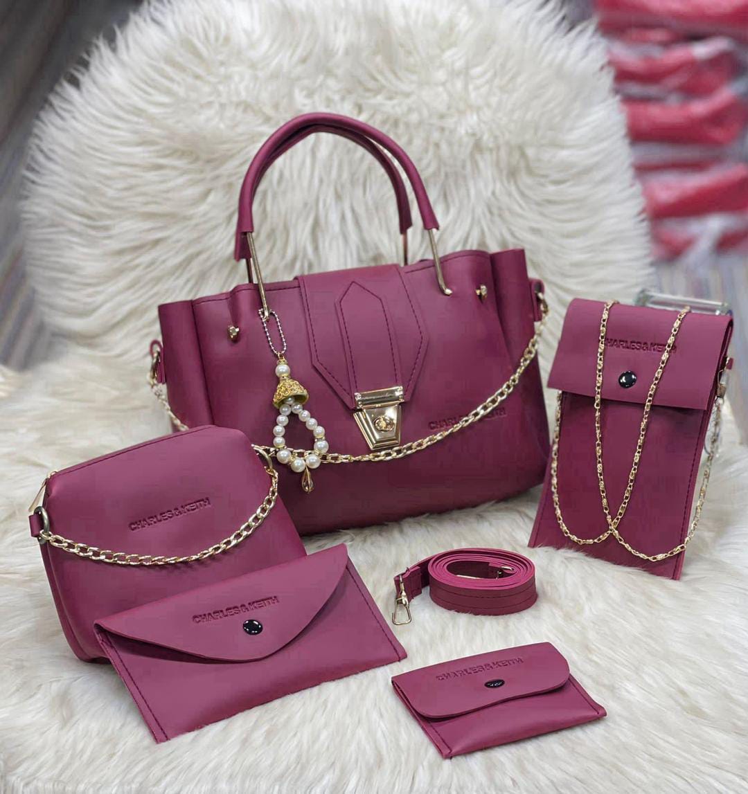 Stylish Faux Leather Hand Bag Set for Girls